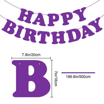 Purple Happy Birthday Banner Sign Happy Birthday Bunting Banner Flag Garland For Kids Boys Girls Baby Birthday Party Decorations Supplies