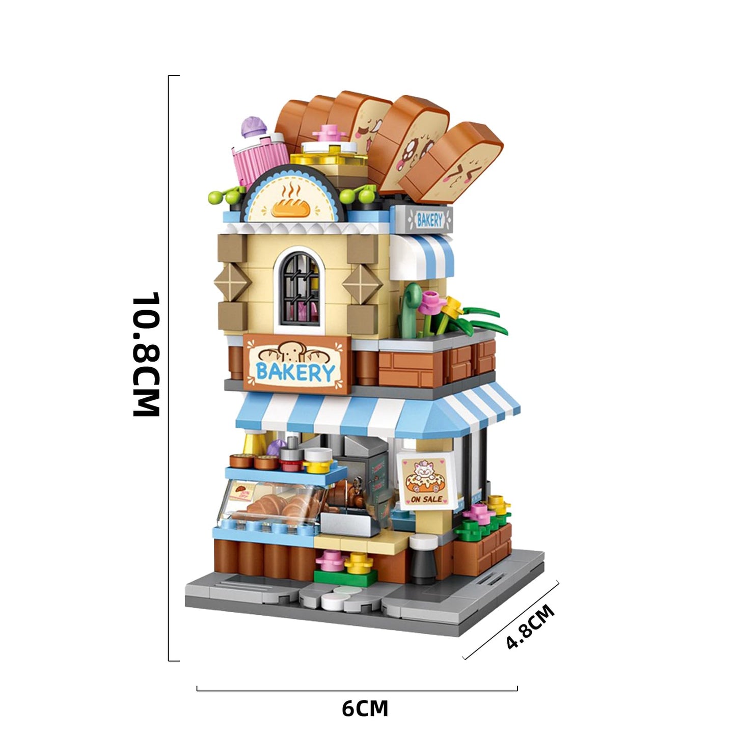 MEIEST Mini City Shop Street View Building Blocks Model Set Creative DIY Simulation Architecture Collection Particle Construction Building Bricks Toy for Kids mature-themed Home Decor (Bakery)