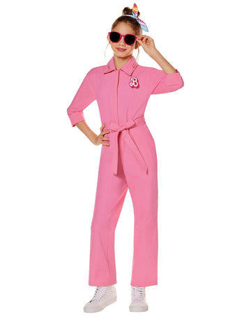 Spirit Halloween Barbie The Movie Kids Pink Power Jumpsuit | Officially Licensed | Barbie The Movie Kids Costumes - M