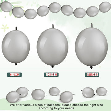 Meanplan 100 Pcs Link Balloon Linking Balloon Latex Linkable Balloons Connected Wedding Party Decoration(Gray,6 Inch)