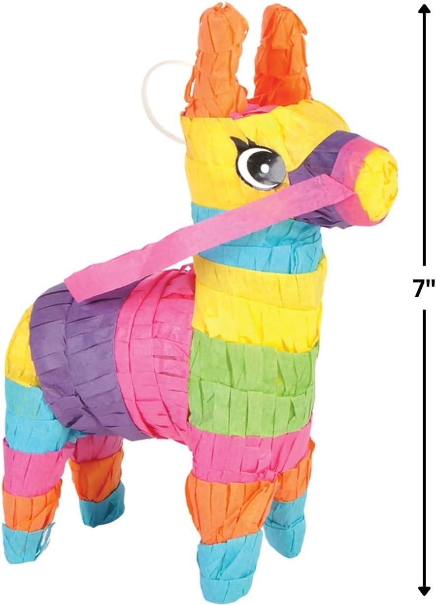 The Dreidel Company Mini Donkey Pinatas, Little Rainbow Donkey Pinatas for Birthday, Cinco De Mayo, Fiestas Decorations Party Fa