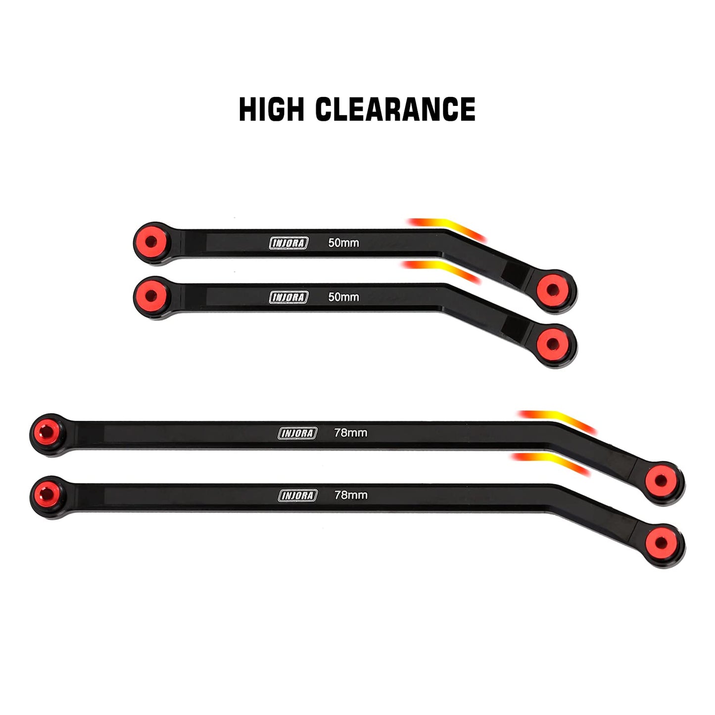 INJORA High Clearance Front 4 Links Set for SCX24 Gladiator Dodge Power Wagon 1/24 RC Crawler Car Axial, 8PCS (Black)