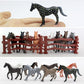 Ai-Fun 8Pcs Plastic Tiny Horses Figure Toy With 6 Corral Fence Kids Toddlers Animal Party Favors Educational Toy Playset