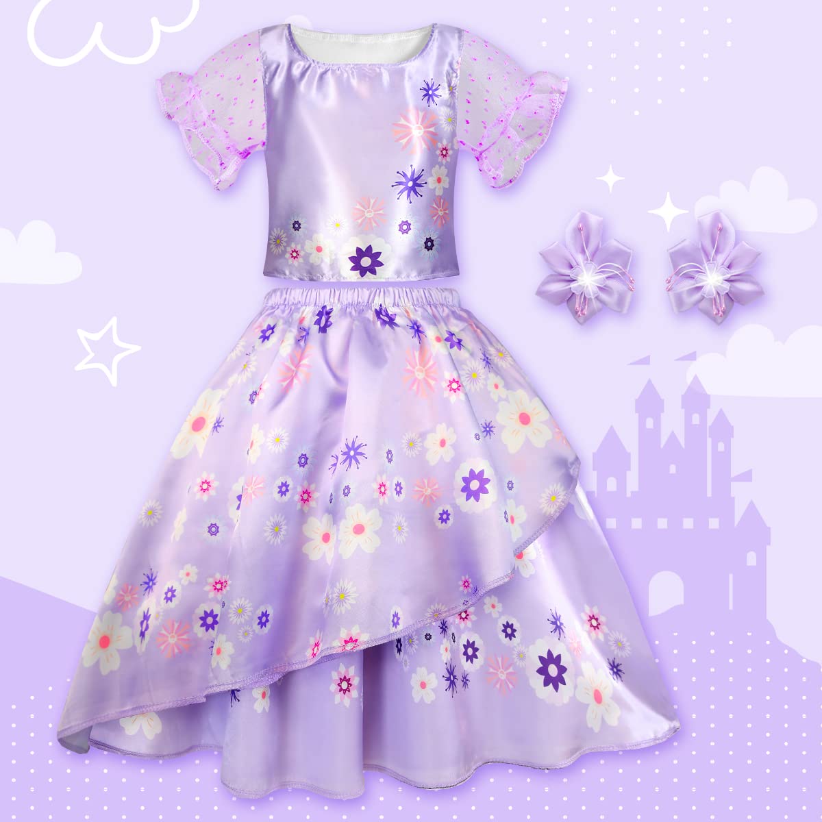 Meland Princess Dress Up - Princess Dresses For Girls With Princess Toys, Dress Up Clothes For Little Girls Pretend Play