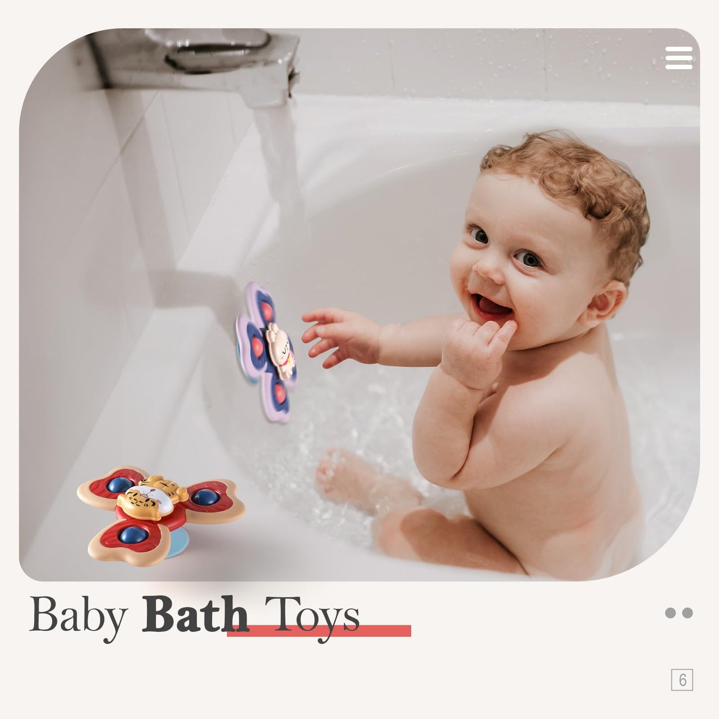 3Pcs Alasou Panda Suction Cup Spinner Toys For Baby Christmas Stocking Stuffers Gifts|Novelty Spinning Tops Bath Toys For Kids A