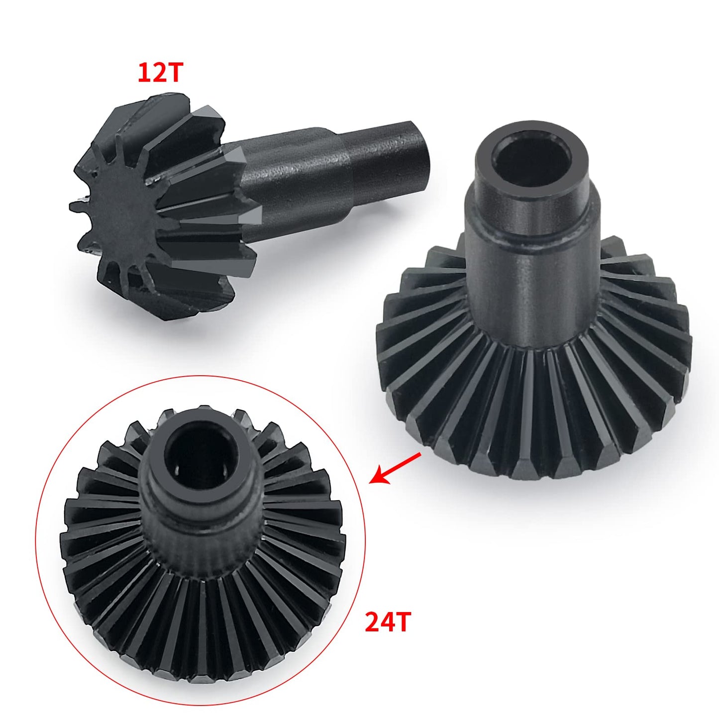 Benedict Harry 24T/12T Front Rear Axles Gear Set for 1/18 RC Car TRX4M TRX4M Crawler Upgrade Replace