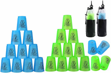 Seisso Stack Cups, Stacking Cup Set Classic Stack Training Game Toys For Kids Boys Girls Stacking Cups (12 Pack Blue + 12 Pack Green)