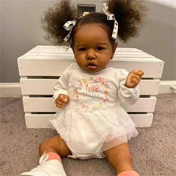 Tfjs Black Reborn Baby Dolls 22 Inch Lifelike Reborn Toddler Doll Girl Dark Skin Realistic Babies That Look Real Black Silicone