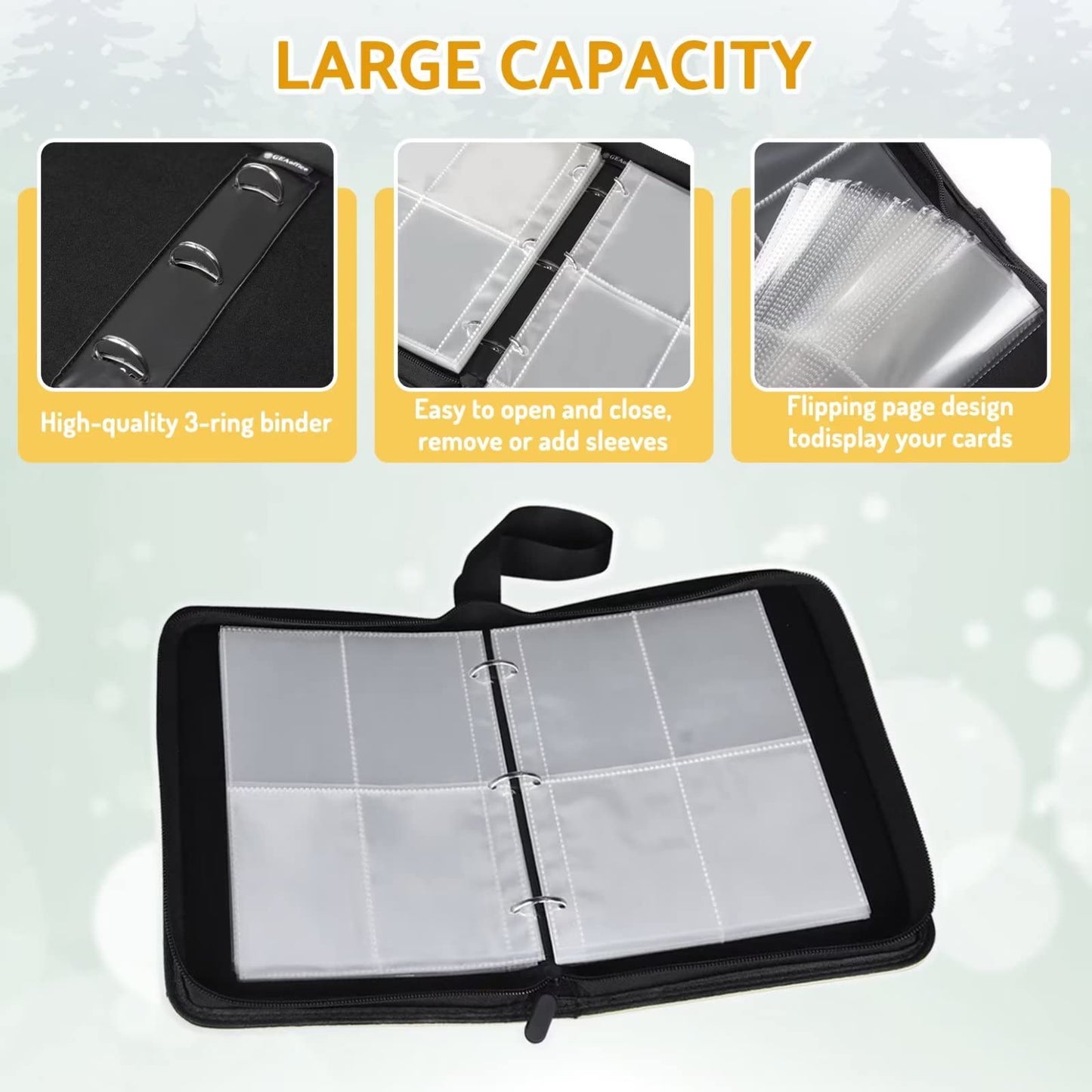 Bebomne Basketball Card Binder Holder 480 Pockets with 60 Removable Sleeves  Portable Sports Trading Cards Binder Album Collector Organizer Protectors with Zipper Waterproof