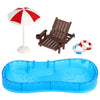 Homoyoyo Miniature Swimming Pool, 5Pc Beach Dollhouse Swimming Pool Umbrella Palm Chair Ring For Diy Plant Pool, Playhouse