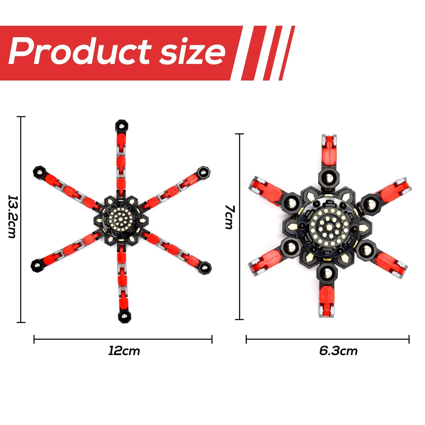 Tozong 4 Pcs Fidget Spinner Sensory Toys,Creative Top Spinning Stress Relief Hand Toy,Transformable Chain Mechanical Spiral Twis