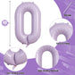 Pastel Purple Number 0 Balloons 40 Inch, Large Lilac Number Balloons 0-9 Set, Light Purple 0 Mylar Foil Balloon Numbers For Girl