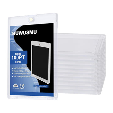 50 Pcs 100 Pt Acrylic Magnetic Card Holders One Touch Card Holder Clear Card Protectors Hard Plastic Magnetic Card Case for Sports Baseball Trading Card Storing Displaying(2.5 x 3.54 Inch)
