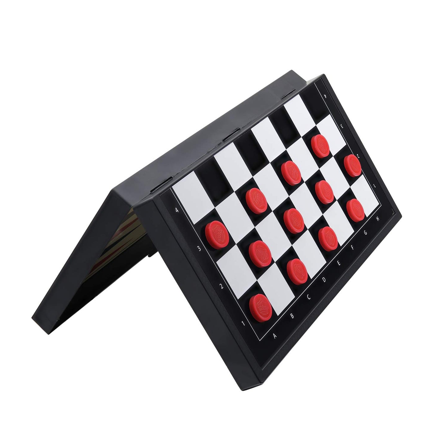 BUYESS Magnetic Checkers Board Game - Portable Mini Set, 9.8x9.8 inches, Black, Model BY-244, Includes Magnetic Checker Pieces
