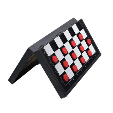 BUYESS Magnetic Checkers Board Game - Portable Mini Set, 9.8x9.8 inches, Black, Model BY-244, Includes Magnetic Checker Pieces
