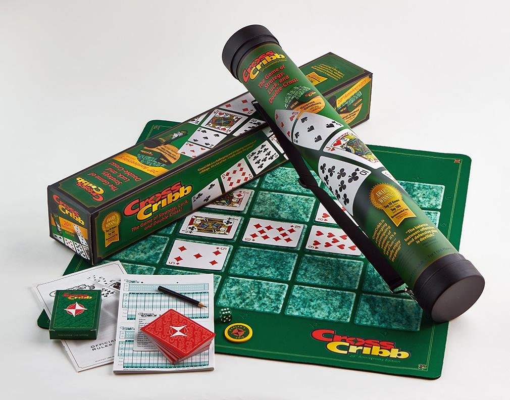 CrossCribb 20th Anniversary Strategy Family Board Game - Green Neoprene Cribbage Twist