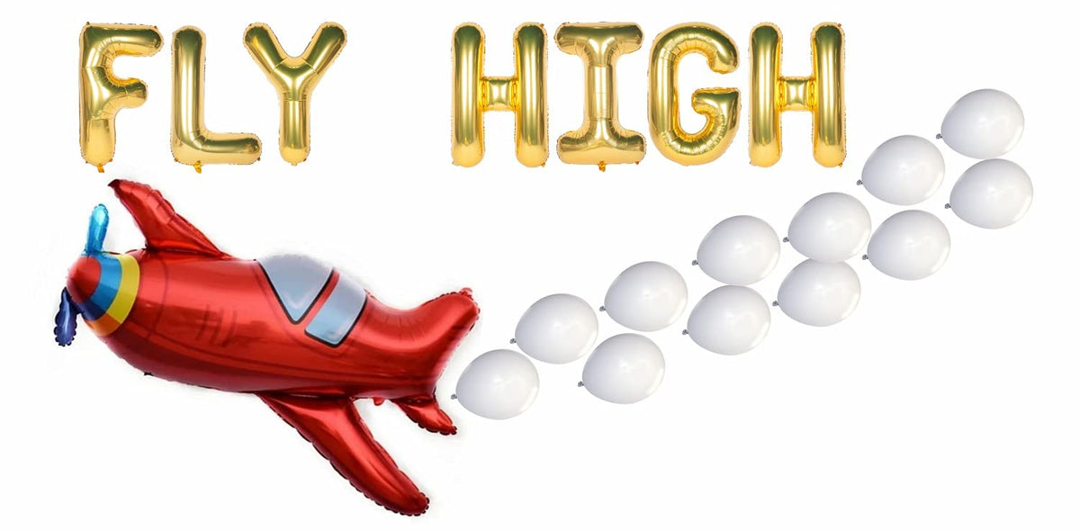 Atpata Funky Sky theme Airplane Aeroplane Flight with Clouds Foil Balloon Bouquet (Fly High)