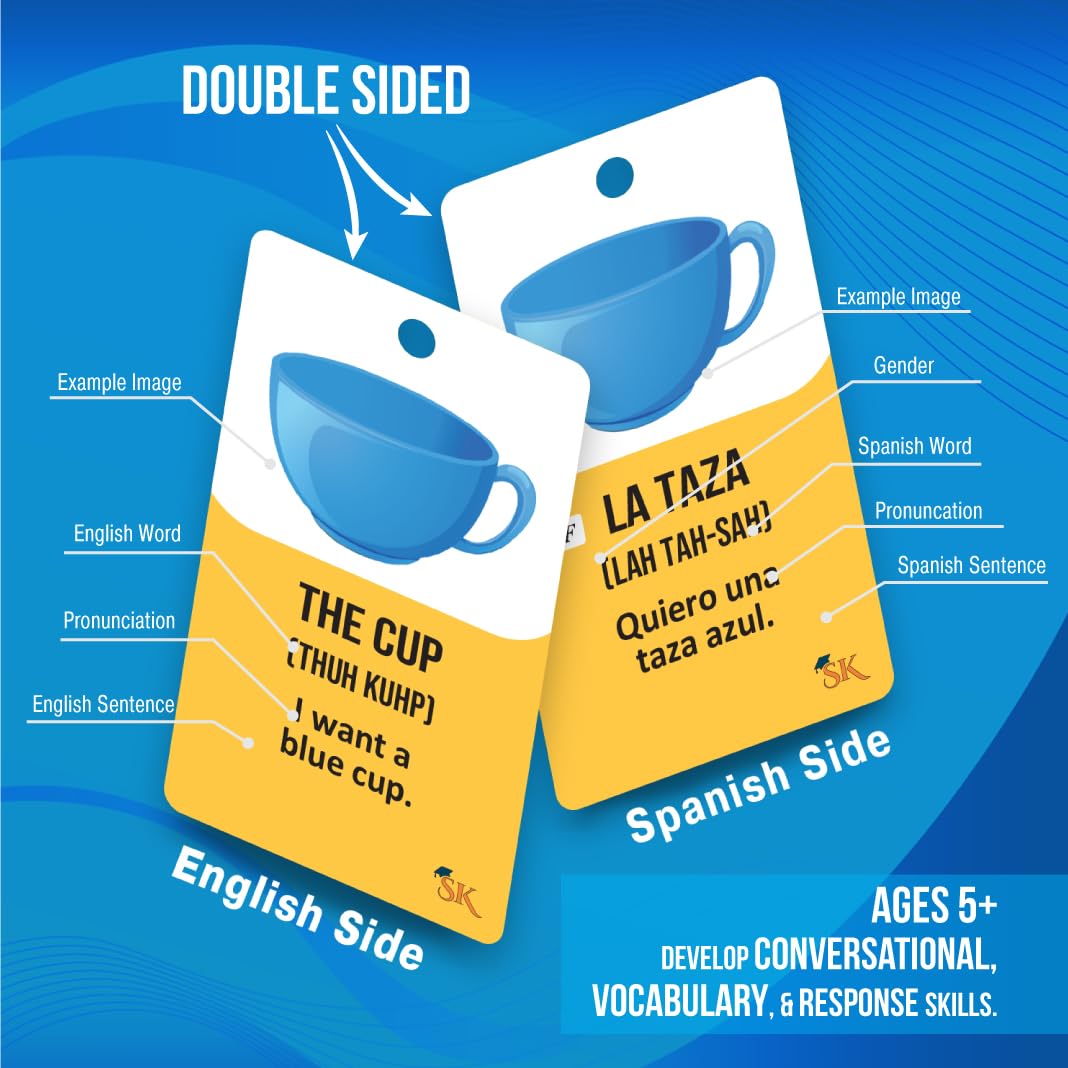 500+ Spanish Flash Cards for mature-themeds and Kids- 270 Spanish Verb Conjugation  Nouns  Adjectives & Phrase for Beginners to Intermediate  Vocabulary Cards Language Games & Spanish Practice Cards
