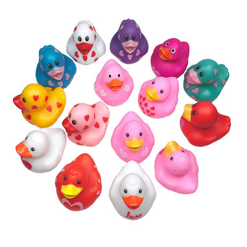 15 Pcs Assorted Rubber Duck Valentine'S Day Rubber Ducks Pink Valentine Heart Ducks,Small Rubber Ducks In Bulk Baby Shower Bath