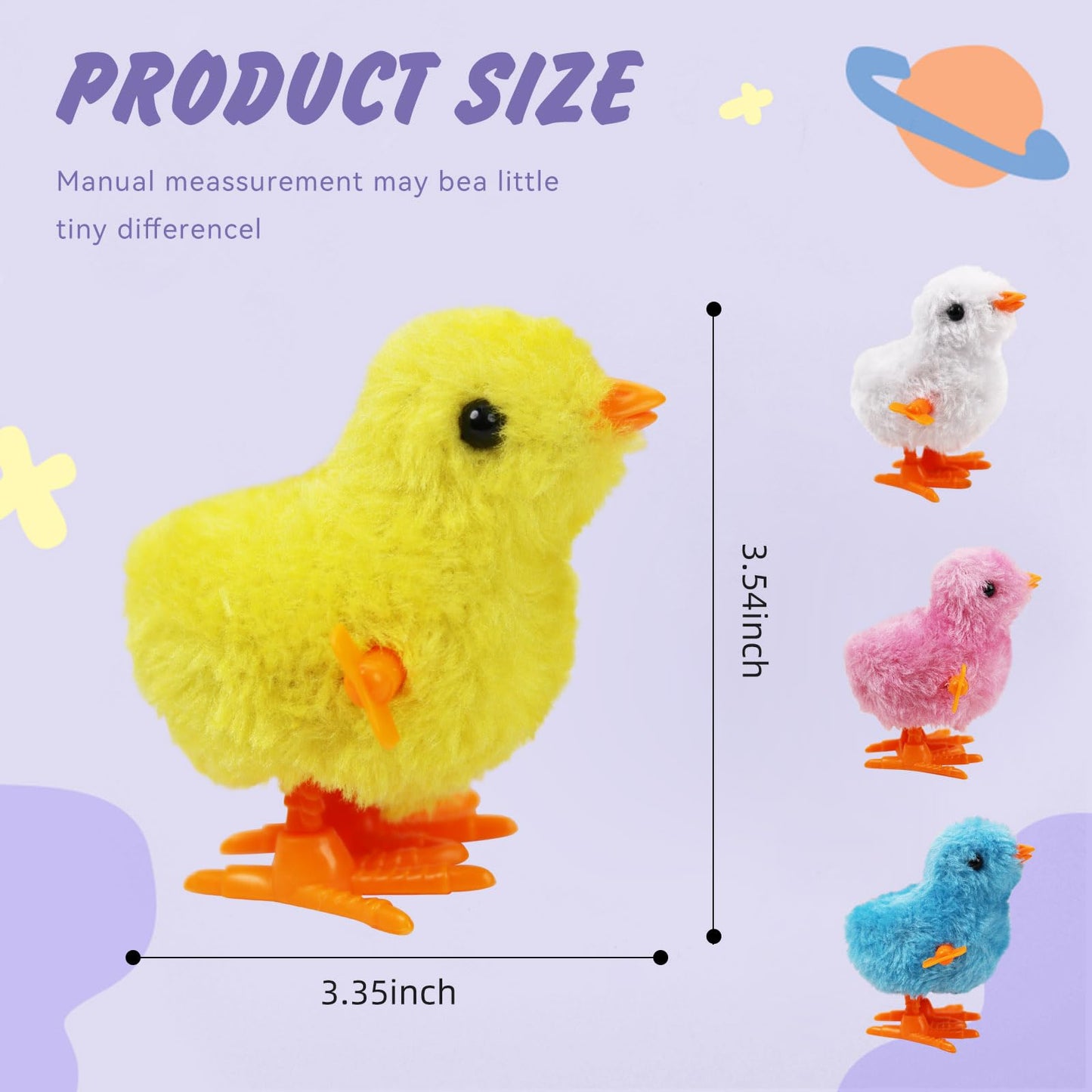 Saurawan 4Pcs Chick Plush Wind Up Toys, Novelty Baby Chick Toys - Wind Up Easter Toys For Kids And Toddlers, Chicken Windup Toys