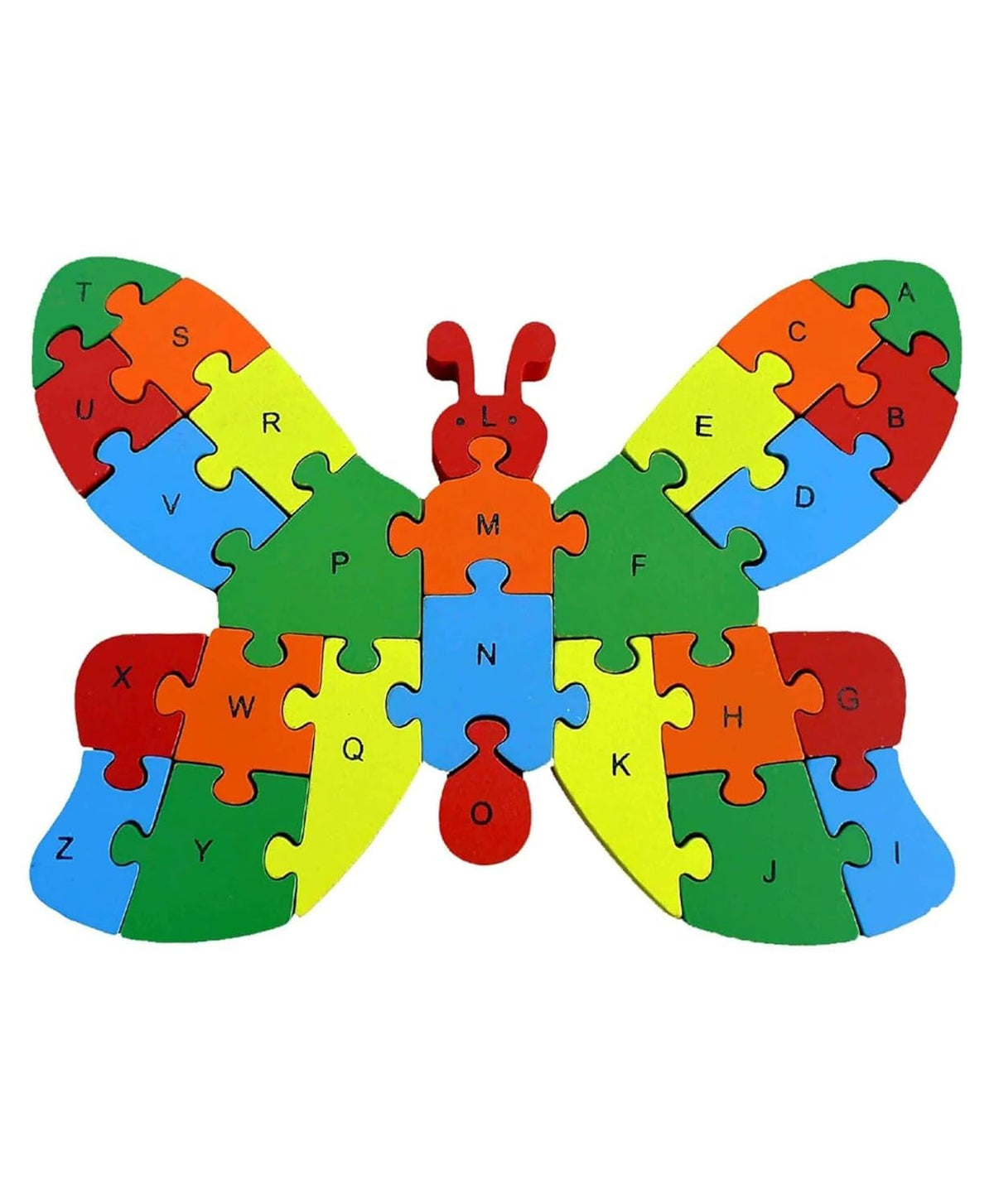 Little Mind Wooden Butterfly Puzzle Blocks  Montessori Educational Toy For Toddlers, Kids & Preschoolers | Learn Alphabets AZ 