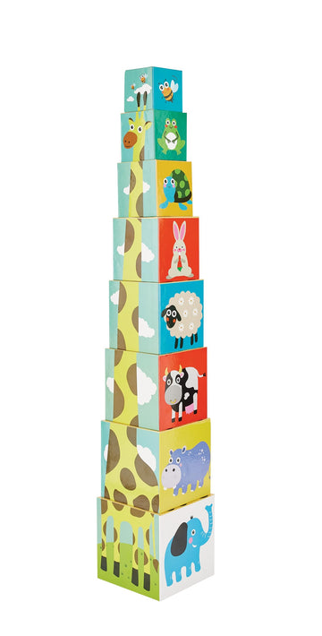 Kidoozie Stack N' Learn Cubes - Build A 30 Inch Giraffe With These Colorful Learning Cubes For Ages 2+ - Stack, Nest, Sort, & Le