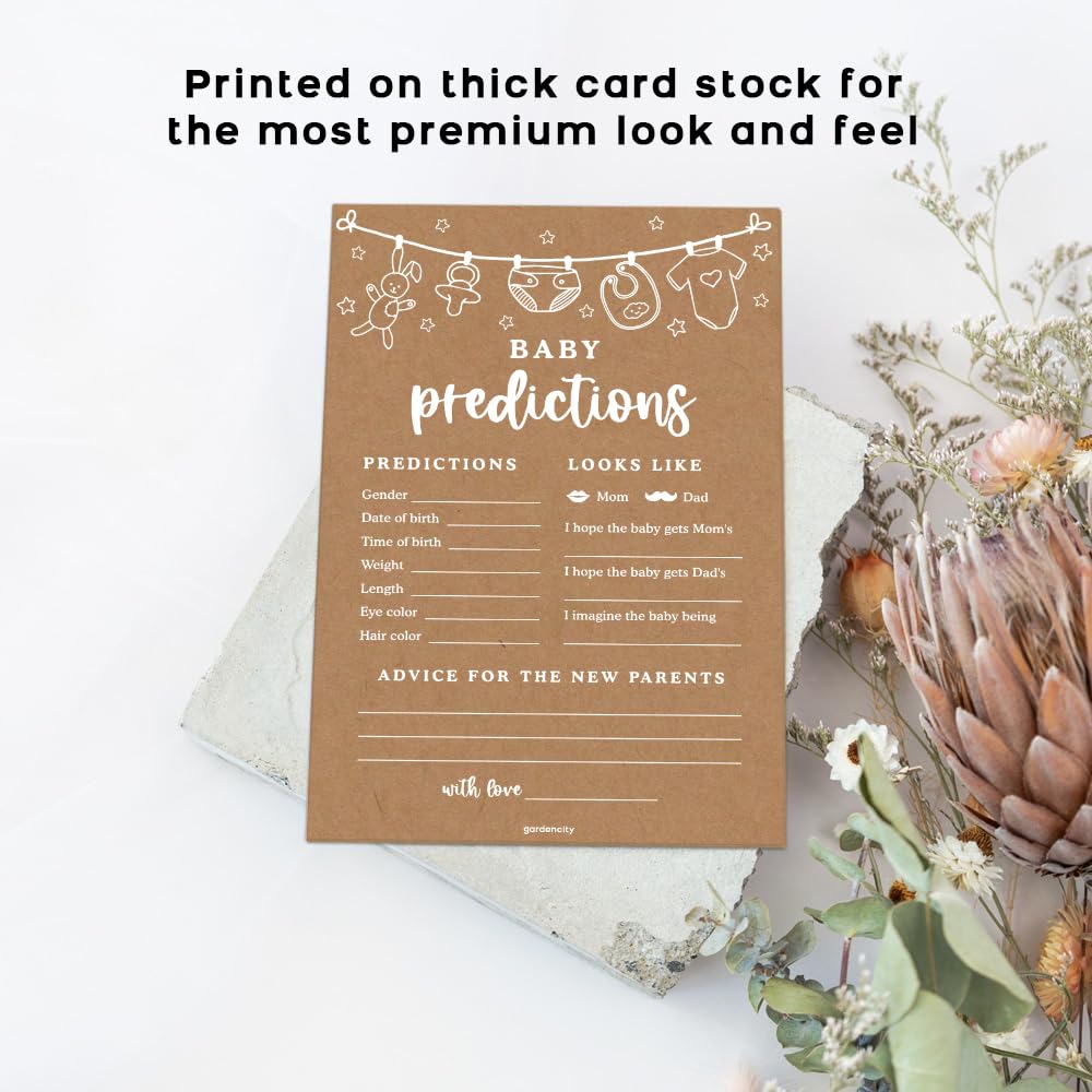 Gardencity 50 Baby Predictions & Advice Cards, Baby Shower Games Activity, Advice For New Parents To Be, 50 Cards - Kraft Minima