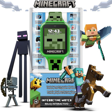Minecraft Kids Smartwatch - Interactive Led Screen Watch With 10 Custom Watch Faces, Games, Camera, Alarm, Step Tracker & More - Fun Tech Gift For Boys And Girls - Fits Wrists 5.5'' To 8.0'