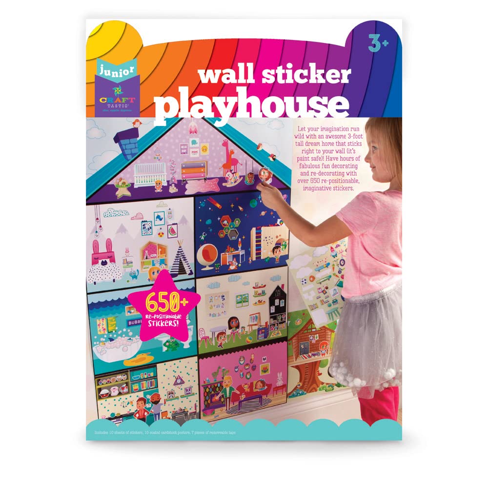 Craft-tastic Jr - Wall Sticker Playhouse - 3-Foot Tall Dreamhouse with Over 650 Reusable Stickers