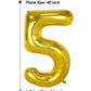 Aule 40 Inch Big Gold 5 Balloon Number Large Foil Helium Number Balloons 0-9 Jumbo Giant Happy 5Th Birthday Party Decorations Fo
