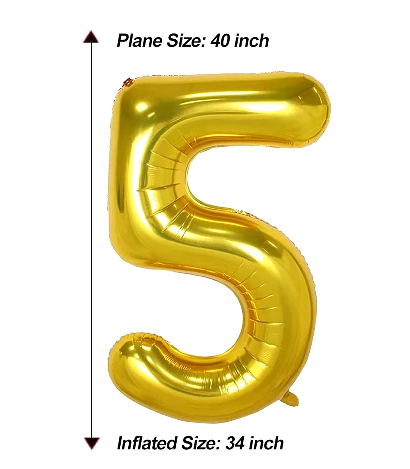 Aule 40 Inch Big Gold 5 Balloon Number Large Foil Helium Number Balloons 0-9 Jumbo Giant Happy 5Th Birthday Party Decorations Fo