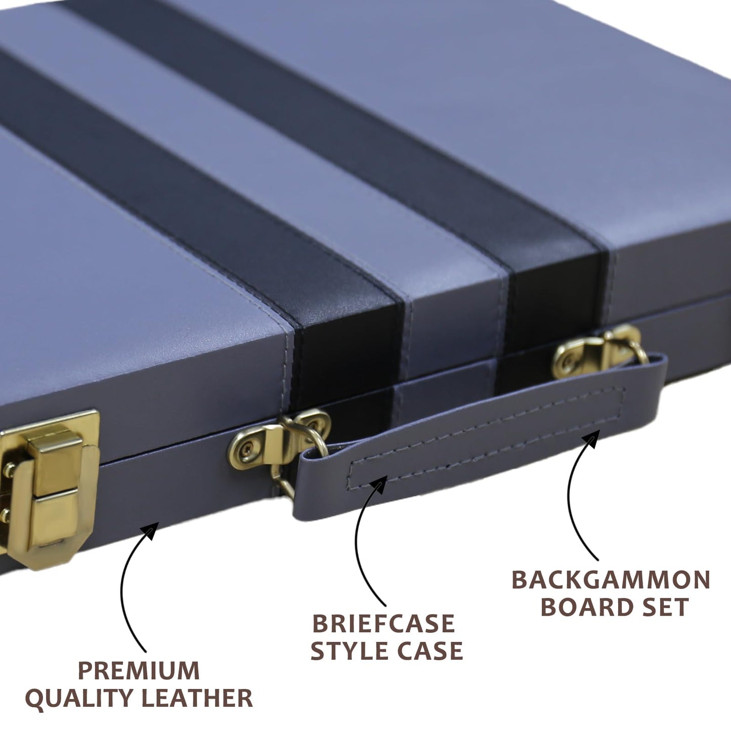 Backgn Set - Classic Board Game with enhanced Leather Case - Portable Travel Strategy Backgn Game Set for mature-themeds  Kids (18inch  Gray)