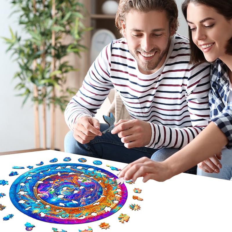 Mys Aurora Wooden Puzzles for mature-themeds Mandala enhanced Unique 300 Piece Medium Size 12.6 x 12.6 Jigsaw Puzzles Brain Teaser Puzzles  Beautiful Package  Best Gift for mature-themeds Family Games