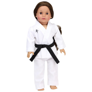 Sophia'S Gender-Neutral Judo Tae Kwon Do Karate Martial Arts Gi Uniform With White, Purple, & Black Belts For 18” Dolls, White