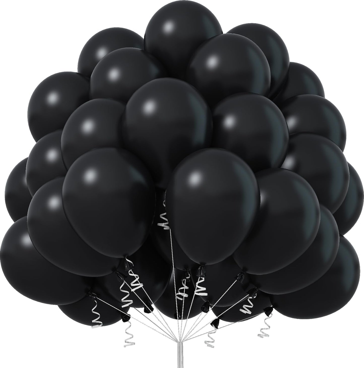 Jobkoo Black Balloons 12 Inch, 50Pcs Black Balloon Matte Black Latex Balloons For Arch Black Party Helium Balloons For Birthday