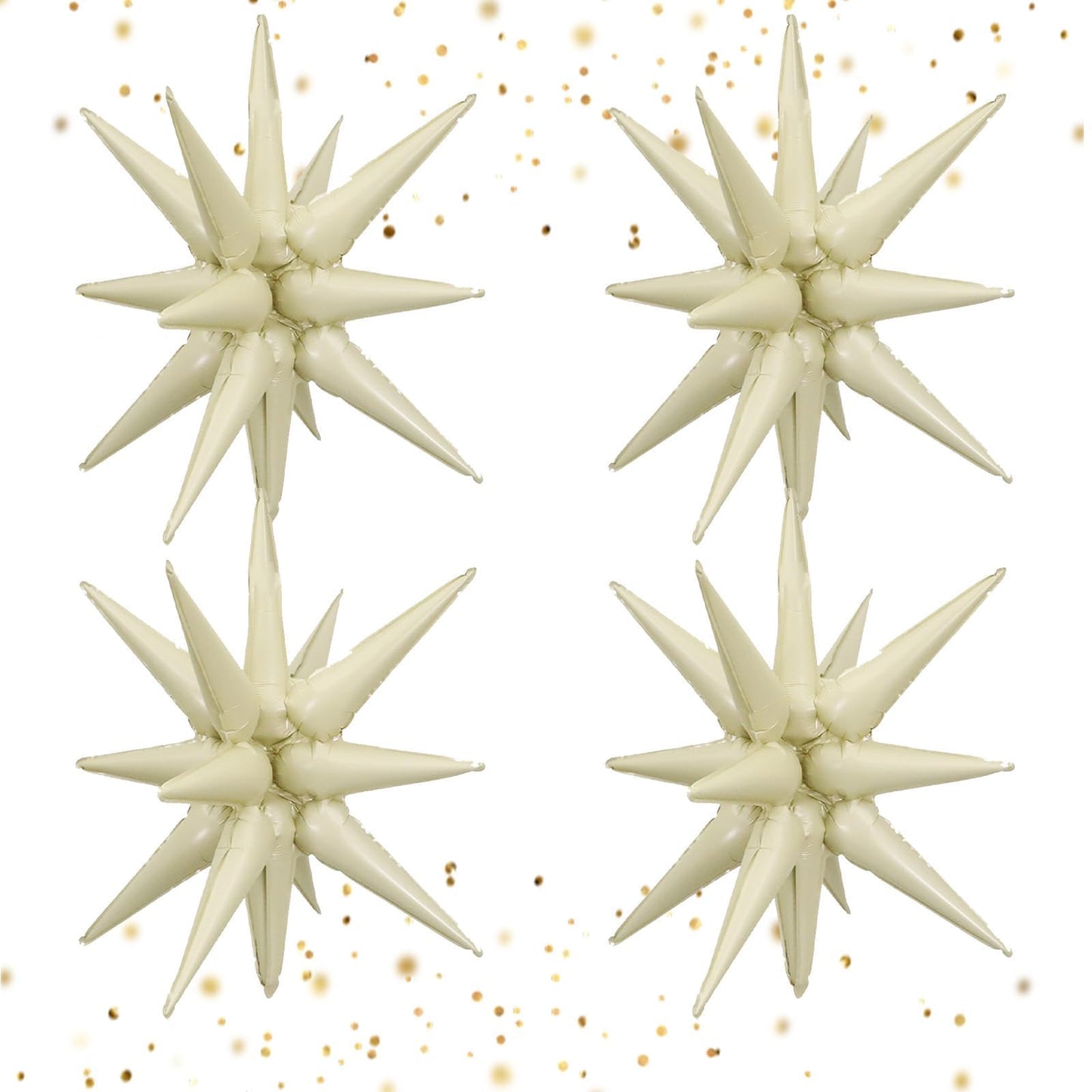 22 Inch Cream Star Balloons, Explosion Star Foil Balloons 4 Pcs, Big Aluminum Balloons Point Star Balloons For Birthday Party De