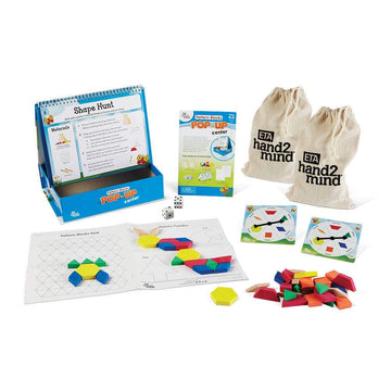 Hand2Mind Pattern Blocks Pop-Up Learning Activity Center, Create And Play Pattern Blocks, Foam Shapes, 3D Shapes Manipulatives, Geometric Shapes For Kids, Learning Shapes For Kindergarten