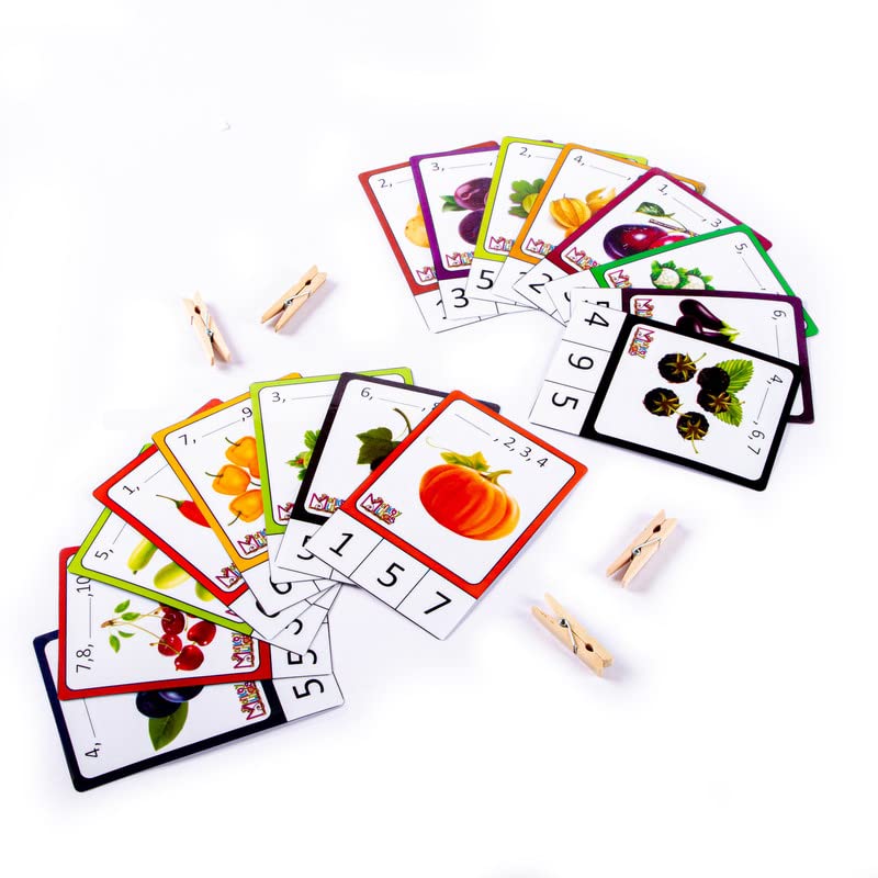 Monkey Minds Clip The Card  Missing Numbers (Fruits & Veggies) Early Educational Toy And Learning Activity//Concept Of Counting