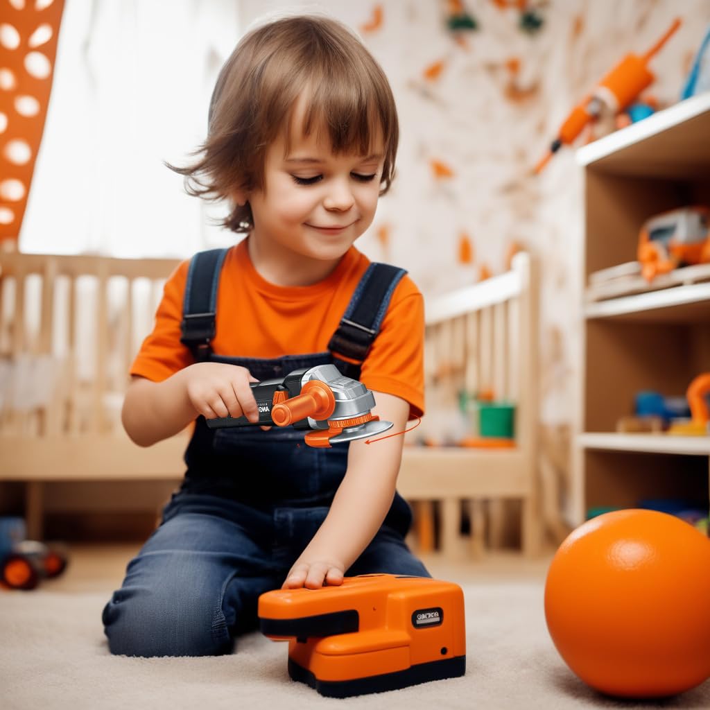 Pairez Toys Play Tools for Kids Ages 3-5, Realistic Angle Grinder, Wrench, Hammer, Screwdriver, Pretend Play Tool Box Sets, Lear