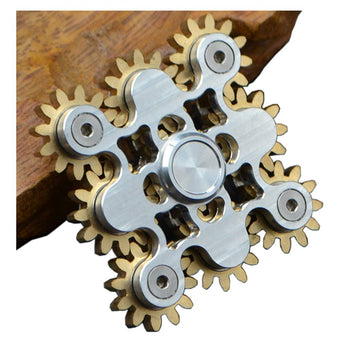Pure Brass Fidget Spinner Gears Linkage Fidget Gyro Toy Metal Diy Hand Spinner Spins Long Time Edc Focus Meditation Break Bad Habits Adhd With Multiple Premium Bearings (9 Gears White)