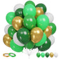 Funhot Green Balloons Set, 60 Pcs Green Gold White Balloons, 12 Inch Dark Green Emerald Green Lime Green Metallic Gold Latex Bal