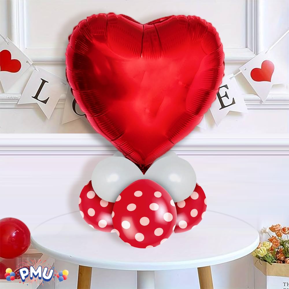 PMU Valentines Day Red Heart Shaped 18 Inches Mylar - Foil Balloons Pkg/25