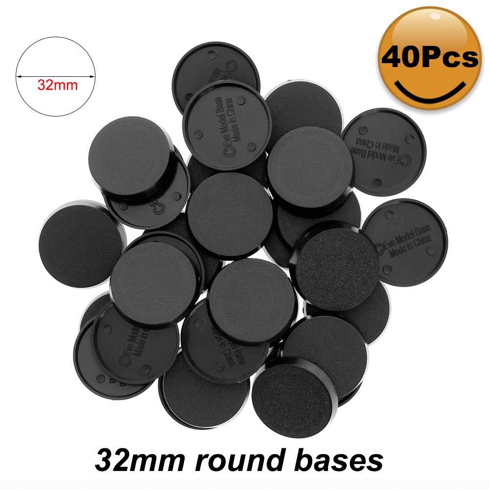 Evemodel Mb432 40Pcs Round Plastic Model Bases 32Mm Or 1.3Inch For Gaming Miniatures Or Wargames Table Games