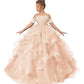 Zpvp Blush Pink Girls Pageant Dress Long Ruffles Princess Flower Girl Dress Beaded Appliques Tulle Wedding Party Costumes Us4