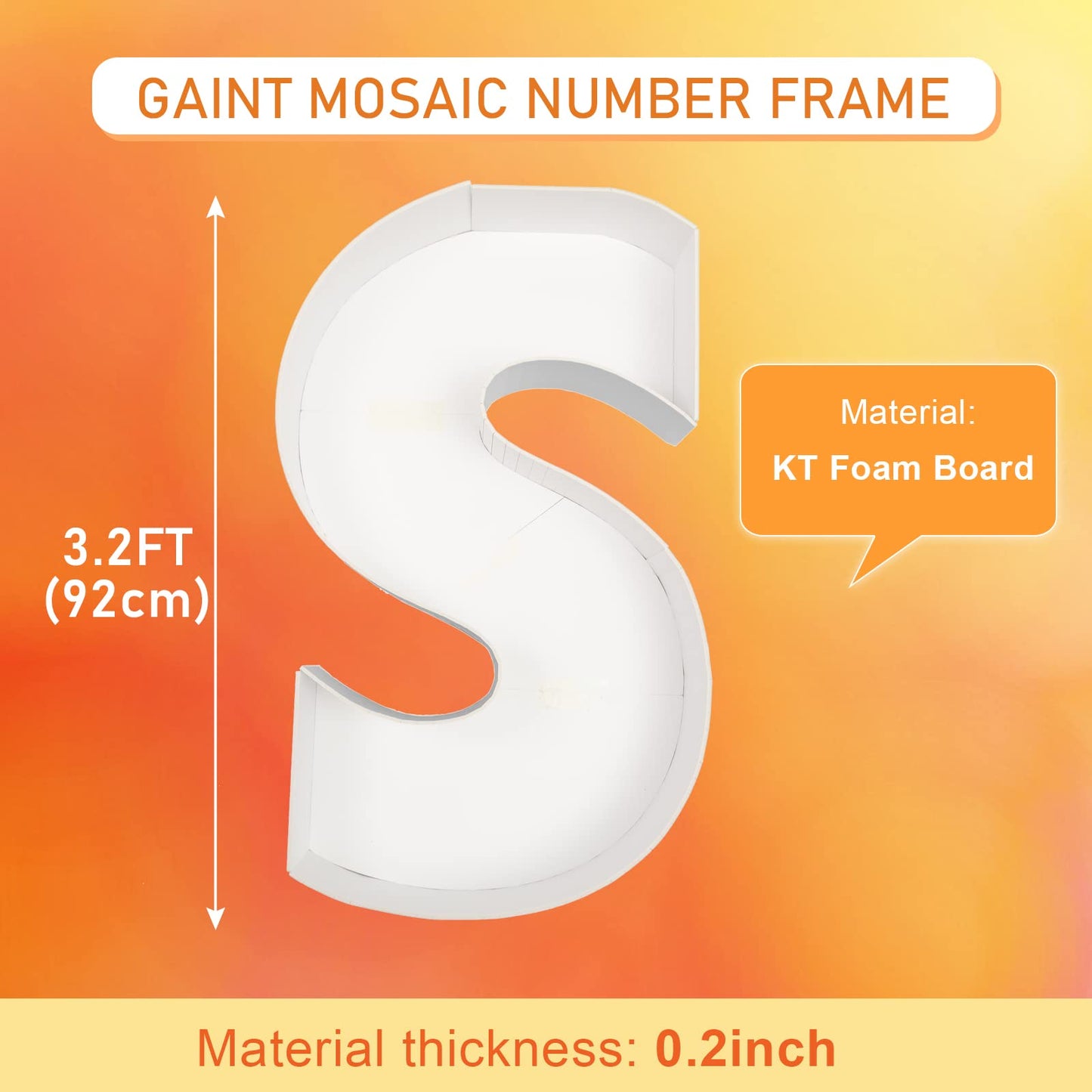 3Ft Large Marquee Letters Mosaic Balloon Frame Pre-Cut Foam Board Marquee Light Up Letters S For Birthday Party Decorations,Wedd