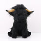 Fcleih Black Highland Cow Stuffed Animal Cow Plushies Gift For Boys Girls 9.6 Inch (Black)