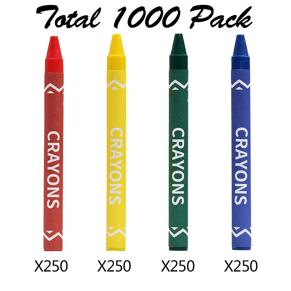 Madisi Crayons Bulk Pack, Regular Size, 250 Packs, 1000 Count, Wax, Red, Model PE-C04-250