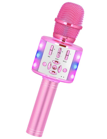 Amazmic Toys For Girls, Kids Karaoke Microphone Toddler Microphone For Kids With Lights, Birthday Gift For Girls, Boys Toy Age 3 4 5 6 7 8+(Light Pink)