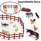 Bolzra Mini Barn Farm Toys Playset, 66Pcs Plastic Animals Figurines And Fence Farm Playset, Farm Figures Farmer Vehicle Toy Truc