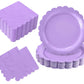Oigco 50 Pcs Purple Plates and Napkins Party Supplies - Purple Disposable Scalloped Paper Plates & Napkins for Baby Shower, Wedd